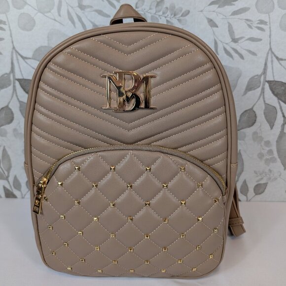 Badgley Mischka Handbags - Badgley Mischka Diamond Quilt Studded Backpack Vegan Leather NWT